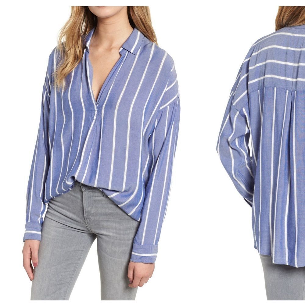 Rails Rosanna Textured Stripe Blouse Size Large